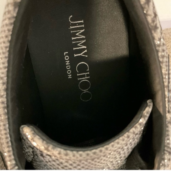 Jimmy Choo Prince of Stars Glitter Fashion Sneakers in Silver size 8 - Picture 2 of 14